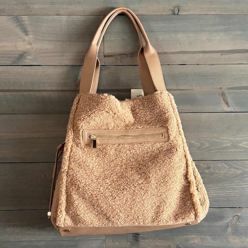ON 34TH | NWT Women's Jyyll Sherpa Medium Tote in color Warm Sesame